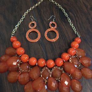 Cute orange necklace & earring set